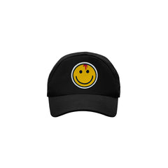 Basic Black Cap with Smiley Patch