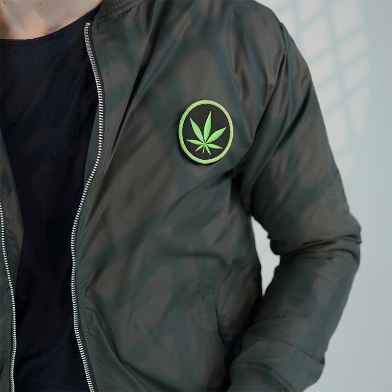 Dark Green Bomber Jacket // Removable Patches - Huegen.pk