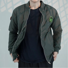 Dark Green Bomber Jacket // Removable Patches - Huegen.pk